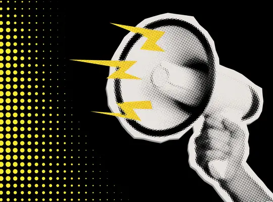 Stylized megaphone illustration representing how word of mouth marketing amplifies B2B ROI and brand trust.