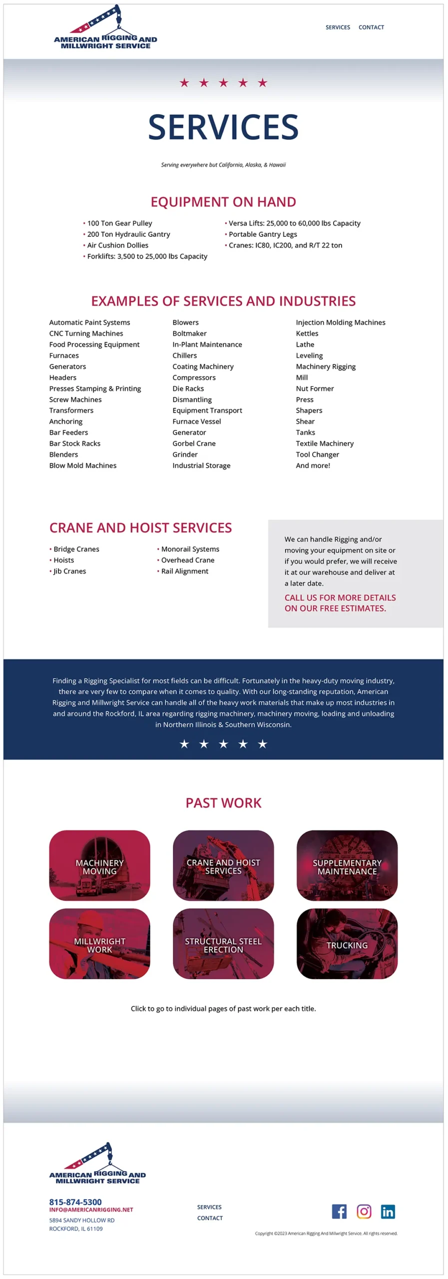 American Rigging website services design by Cain & Company
