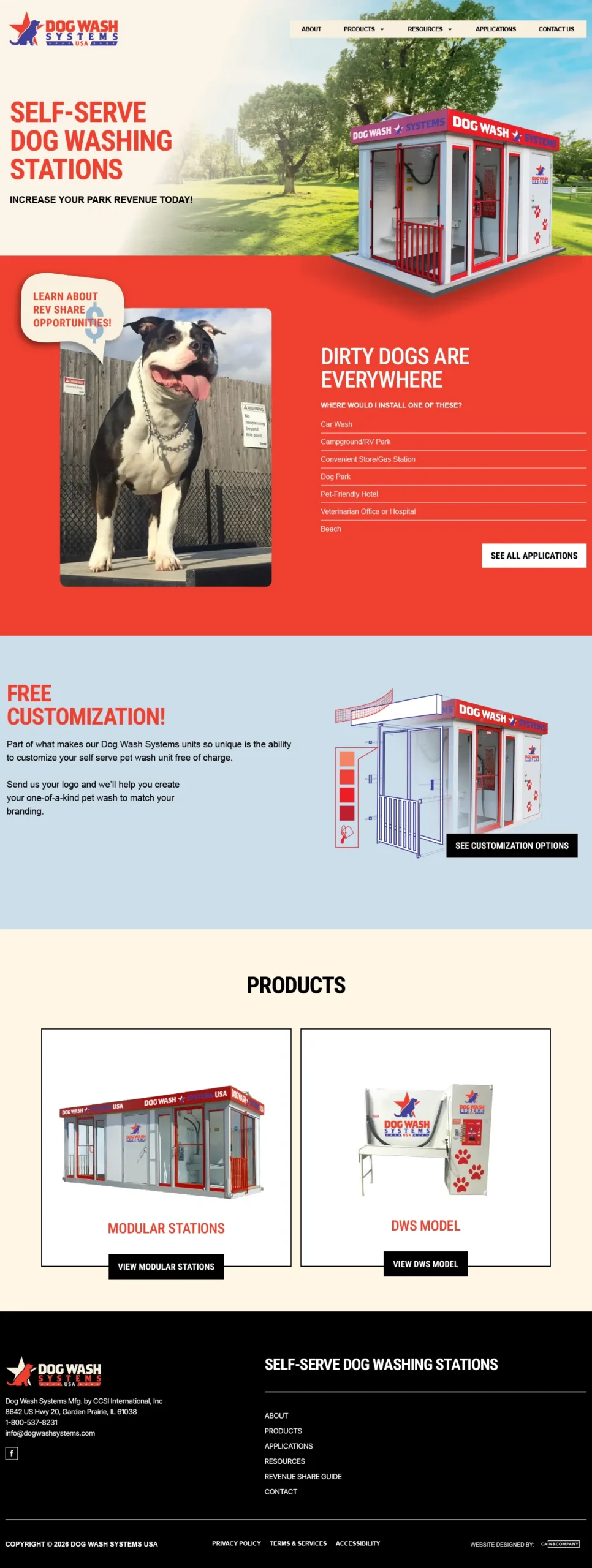 Dogwash Systems USA Homepage Design by Cain & Company