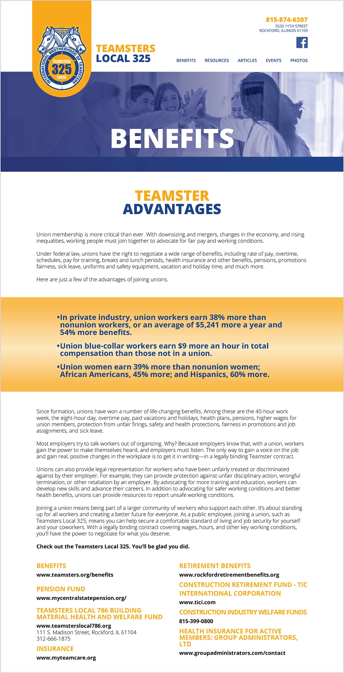 Teamsters Local 325 Website Benefits