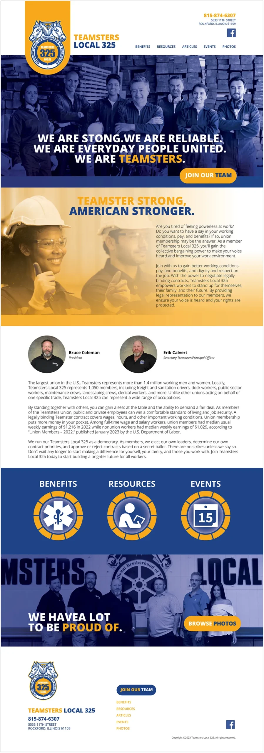 Teamsters Local 325 Website Homepage